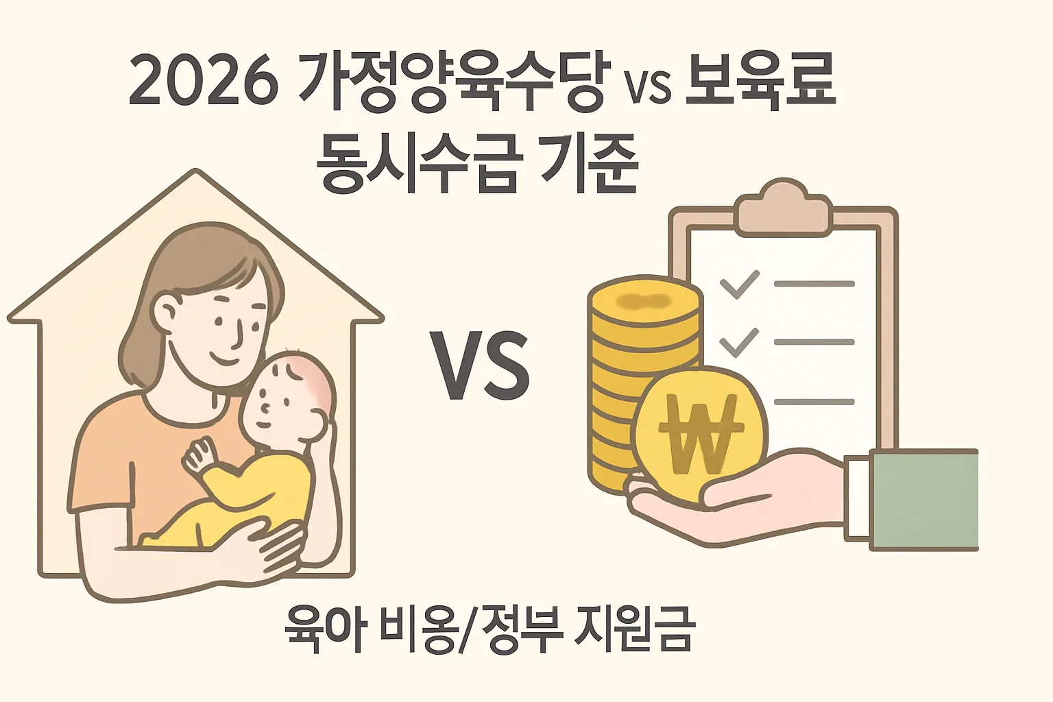 2026 가정양육수당 vs 보육료 동시수급 기준