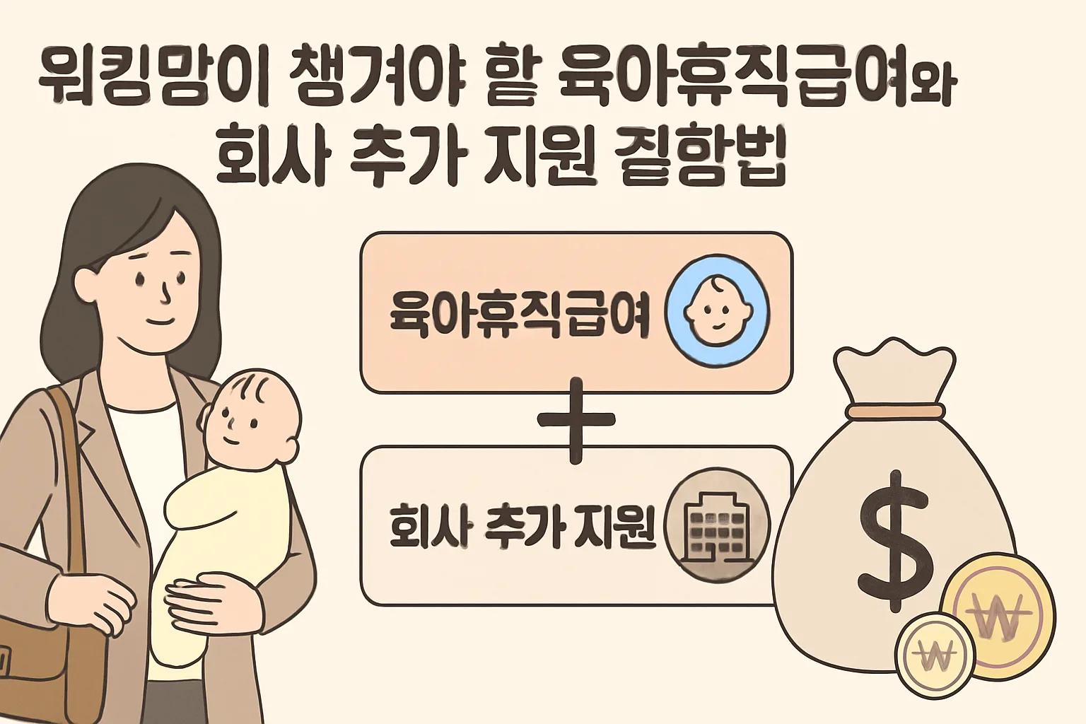 워킹맘 육아휴직급여+회사 지원 결합법 총정리