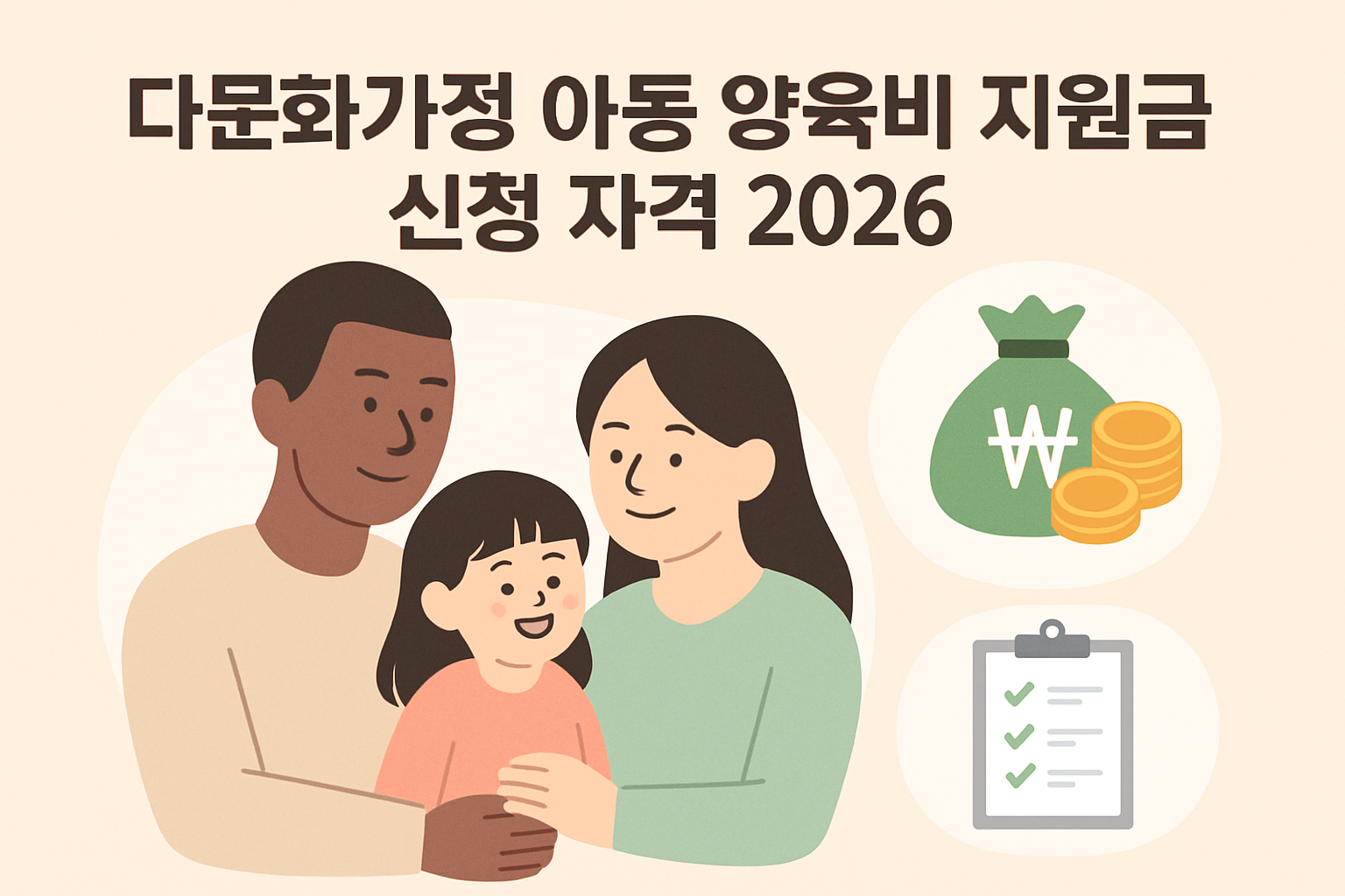 다문화가정 아동 양육비 지원금 신청 자격 2026 총정리