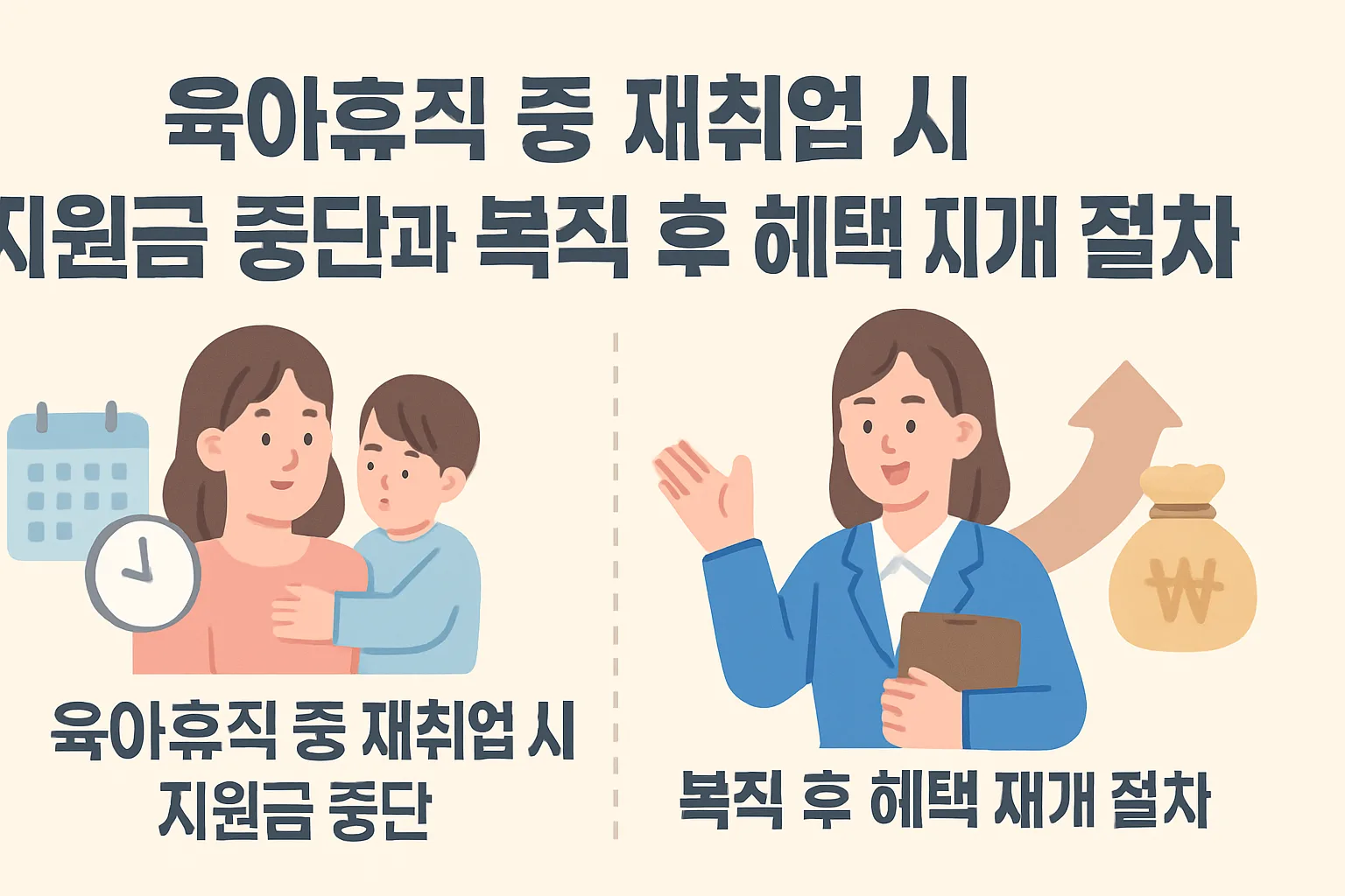 육아휴직 중 재취업, 지원금 중단·복직 후 재개 절차