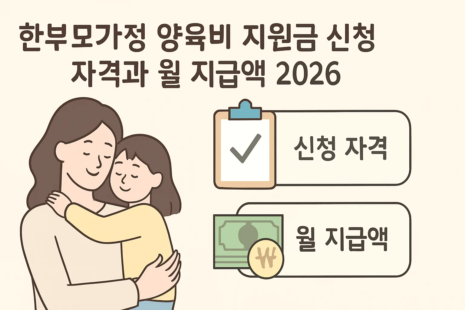 한부모가정 양육비 지원금 신청 자격·월 지급액 2026